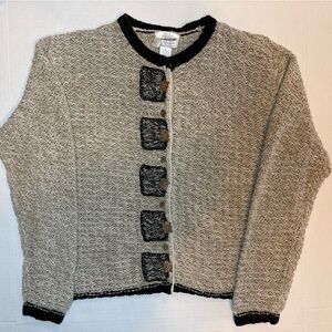 Vintage Christopher & Banks hand embroidery cottagecore cardigan turtle buttons